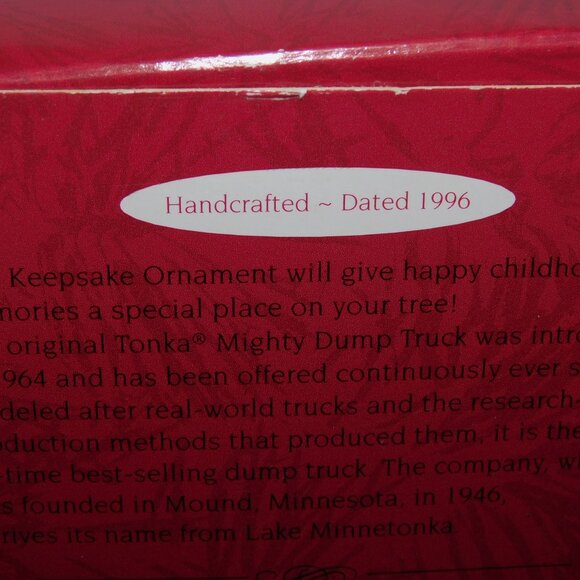 VTG 1996 Hallmark Keepsake Yellow Tonka Dump Truck Christmas Tree Ornament - Picture 8 of 8